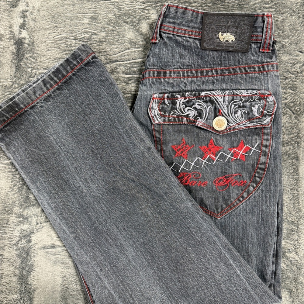 OCON‎ One Color One Nation Mens 34x32 Jeans Red Contrast Stitch Y2K Streetwear